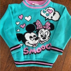 Disney Teal and Pink Mickey & Minnie Sweater